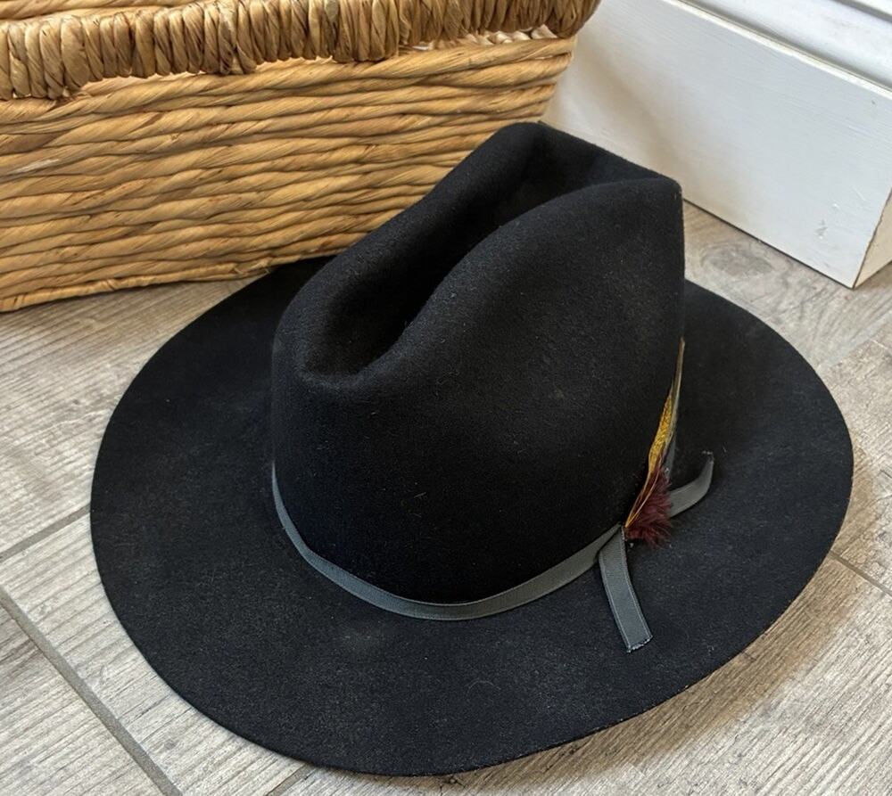 Vintage Smithbilt Black Wool Felt Kid’s Hat Riley & McCormick Calgary Youth Med